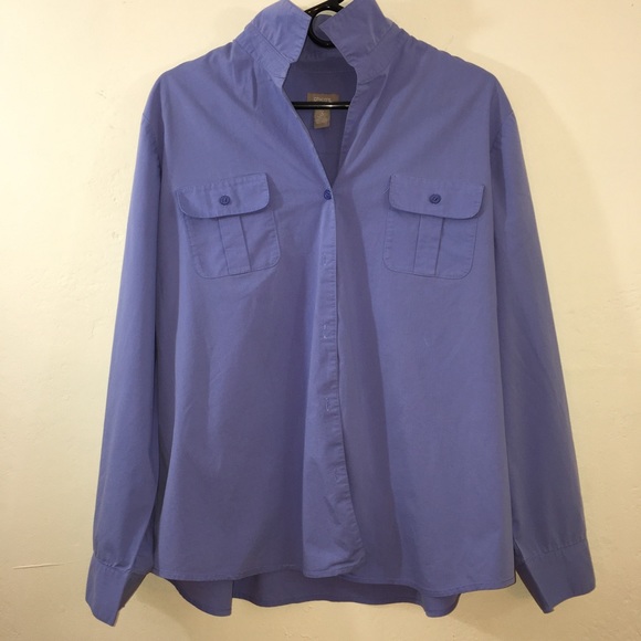 Chico's Women’s Blue Button down  Shirt Size 3 - Picture 3 of 6